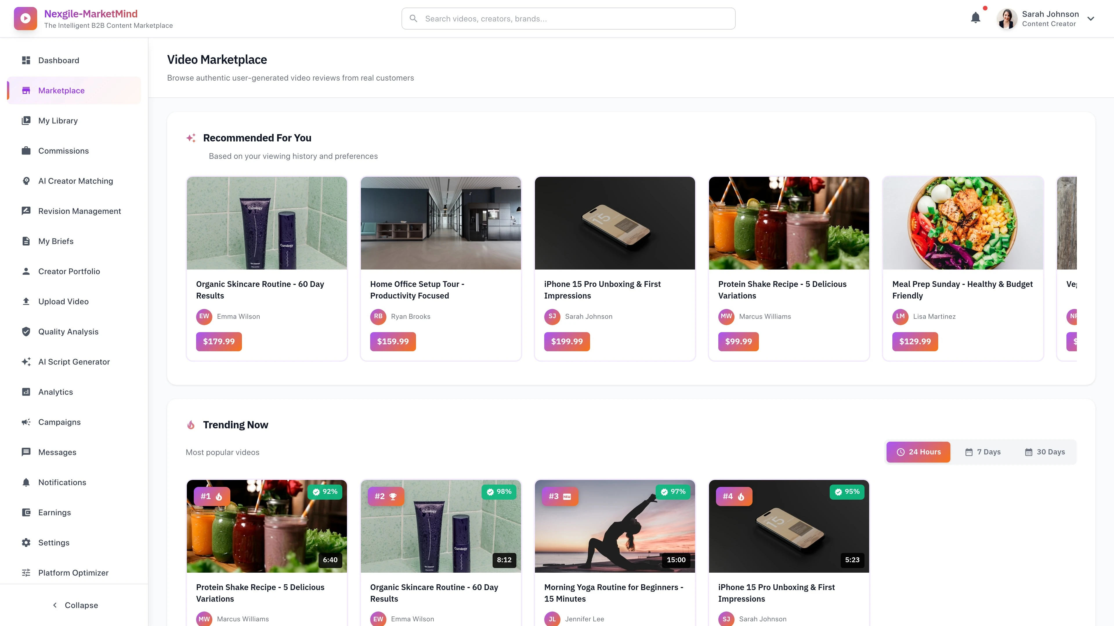 Marketing Marker Portal - Marketplace View