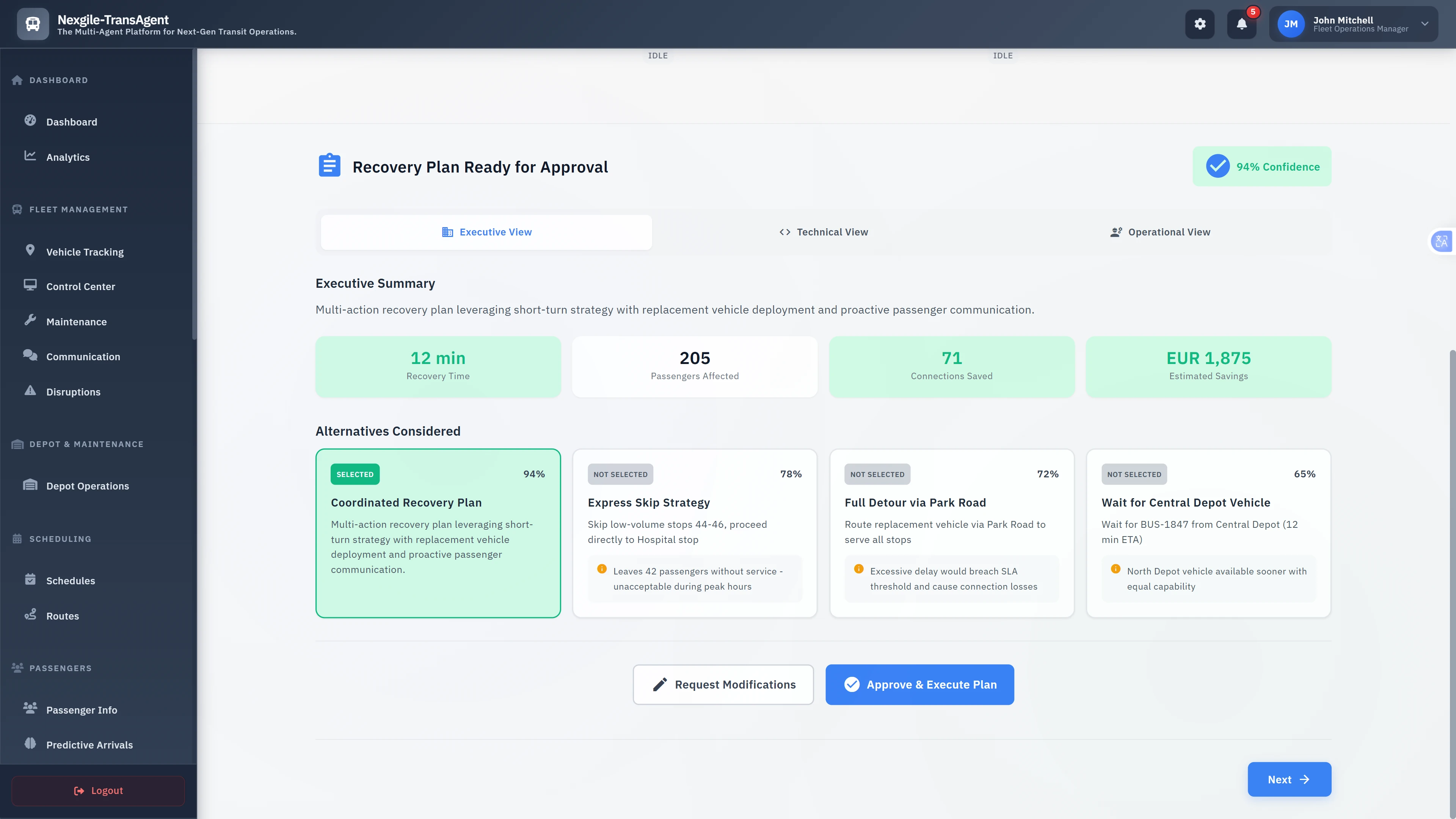 Recovery Plan Approval Interface